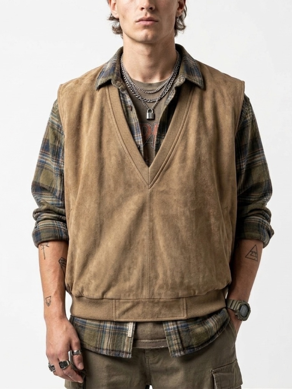 American-vintage Monterey Club Men's Tan Faux Suede Vest